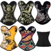 Corset Top Punk Sexig korsett Bustier Skull Corsets Fashion Corset Women Halloween Party Club Wear Tops Plus Size S-2XL219W