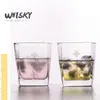 Wijnglazen Creatief Kort Vierkant Bloem Bedrukt Transparant Glas Drinkgerei Drinkbier Wisky Dik Glaswerk 280ML