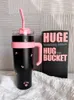 Wasserflaschen 1250 ml Kpop Schwarz Rosa Thermoflasche Edelstahl Tumbler mit Griff Stroh Tasse Tragbare Auto Kaffeetasse Trinkgeschirr 230914