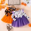 Meninas Vestidos Crianças Cosplay Vestido Abóbora Feliz Halloween Bowknot Fantasia Crianças Aniversário Roupas Bat Ghost Pageant Traje 15T 230914