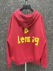 2023ss bale Men Washed Red Ripped Hoodie Yellow Tape Printed Hooded Casual Men Zippered Jacket