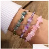 Bedelarmbanden Tijgeroog Amethist Irregar Natuursteen Verstelbare Armband Genezing Grind Kristal Rise Bead Voor Dames Meisjes Mode Dhfnd