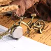 Pocket Watches Vintage Bike Shape Clock Bicycle Men Women Quartz Analog Klocka Pendant Halsbandskedja Arabisk siffra Display Collectible