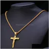 Collier croix en acier inoxydable pour hommes, pendentif en or, Jésus, mode Hip Hop, bijoux, livraison directe, Dh1Xf