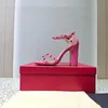 Designer de salto alto sandálias femininas novo salto grosso alto 10cm couro genuíno versátil um botão sapatos femininos dedo do pé aberto sandálias de casamento carta botão grande 35-42