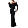 Casual Dresses Women Long Sleeve Elegent Slim Dress Solid Color Off-Shoulder Party Mermaid For Beach Cocktail