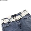 Harajuku Wide Belt Canvas Web Double Grommet Hole Buckle Belt Female Male Hot Waist Strap Belts for Women Men Jeans