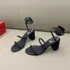 Rene Caovilla 4,5 cm klobige Absätze Sandalen Strass verschönerte weiße Abendschuhe Frauen High Heeled Luxus Designer Rundumaround Dress Schuh