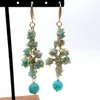 Dangle Earrings KKGEM 25x43mm Natural Green Amazonite Small Nugget Gold Plated Hook For Women Gift