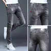 Jeans masculinos jeans masculinos primavera outono polido denim lavado masculino estiramento cinza moda coreana luxo fino trabalho desgaste roupas masculinas hip-hop pa2994 x0914