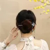 Grampos de cabelo chinês azul marinho fã flor borla pingente vara para mulheres elegante antigo charme hairpin retro acessórios estéticos