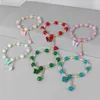 Charm Bracelets Korean Multicolour Butterfly Pendant Crystal Gold Color Spacer Beads Women Men Friendship Party Jewelry