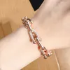 Charm Copper Crystal Engraved Hardware Brand Designer Bamboo Lock Round Bucket Chain Bracelet for Women Jewelry with Box