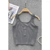 Kvinnors tankar Summer Tank Top for Women Spaghetti Strap Solid Square Collar Bare Midriff Knitting Camisoles American Chic Gallus Drop