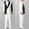 Costumes pour hommes Blazers noir blanc hommes mariage Tuxedos ensemble 2 pièces couleur correspondant Slim Fit tenues Blazer porter L230914