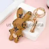 Key Rings 7style Designer Key Rings Rabbit PU Leather Keychains Purse Pendant Car Keyring Chain Charm Brown Flower Mini Bag Tassel Gift for Men Women x0914