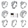 Hoge kwaliteit Klassieke 1 karaat Moissanite Verstelbare open ringen Mode charme sieraden S925 sterling zilver Verloving bruiloft Diamanten ring dames Valentijnsdag Cadeau