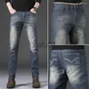 Jeans masculinos outono inverno casual negócios homens calças de luxo quatro estações podem usar x0914