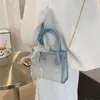 Einkaufstaschen Matte Transparent Messenger Mode PVC-PU Spleißen Casual Reißverschluss Damen Griff Tasche Tragbare Bänder Design All-match Bolsa