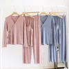 Mulheres sleepwear 2023 verão mulheres pijamas de alta qualidade modal algodão cor pura pijama mujer loungewear colete 3 peça homewear v-pescoço