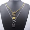 Collier avec cadenas en acier inoxydable 100% pour femmes, couleur or argent, chaîne en métal, ras du cou, collier d'amitié, pendentif, colliers 286s