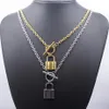 100% Edelstahl Vorhängeschloss Schloss Halskette Für Frauen Gold Silber Farbe Metall Kette Choker Freundschaft Kragen Anhänger Necklaces286s