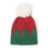 Bérets d'hiver chaud chapeau de noël fourrure Pom Poms épais avec cloche pour enfants adultes bonnets tricotés bonnet de père noël bébé cadeau de noël