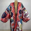 Dames Zwemkleding 2024 Saoedi-Arabië's losse bedrukte zijden maxi-jurk Zomerstrand Boheems gewaad Afrika Kaftan kimono Zwempak Vleermuismouw 230914