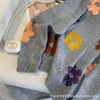 23 Early Autumn New Worn Colorful Flower Pattern Wool Mixed Knitted Sweater for Women