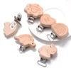 Teethers Toys 5PcsLot 16 Style Beech Wooden Clip Heart Animals Rainbow Shape Dummy Clips for Baby Pacifier Chain Holder Teether Accessories 230914