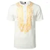 Homens camisetas Moda Camisa Estilo Africano Gold Stamping 3D Impressão Casual Manga Curta Solta Oversized Camisetas Top Homens Roupas Camise