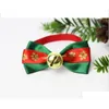 Hundhalsar Leashes Christmas Pet Cat Collar Bow Tie Justerbar nackband Knut Grooming Tillbehör Valpproduktförsörjning Drop Deliv DHFBI