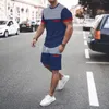 Herrspår 2023 Summer Tracksuit Fashion Minimalistic Stripe 3D Printing T-shirt kostymer man sportkläder casual street kläder