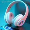 Cell Phone Earphones Portable Bluetooth Headphones Folding Headset mp3 player With Microphone LED Colorful Lights wireless Headphone Support TF Card L230914