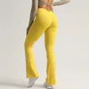 Pantalon actif 2023 Nylon Femmes Fitness Squat Proof Scrunch Deep V Back Yoga Pantalon Taille Haute Entraînement Gym Flare Legging Ruché Sport Tenue