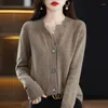 Malhas femininas coreano malha cardigan camisola vestido 022 primavera outono em torno do pescoço lã manga longa topo solto versátil moda casaco