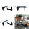 Living Room Furniture Black Coffee Table Triangle Glass Solid Wood Base Fit Drop Delivery Home Garden Otd7S