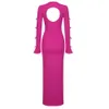 스트리트 스타일 드레스 Shinny Bow Side Part Split Muglle Long Slim Dress Worly Formable Colors Long Sleeves Suit Beard S-XXL