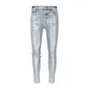 Nouveaux hommes Jeans trou bleu clair gris foncé Italie marque homme pantalon Streetwear denim Skinny Slim droit Biker Top qualité 30-40