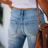 Женские джинсы Женские широкие джинсы с высокой талией Стрейч-скинни Mom Jean Одежда клеш Синий деним Расклешенные брюки Bootcut Брюки Осень 2021 x0914