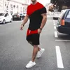 Herrspår 2023 Summer Tracksuit Fashion Minimalistic Stripe 3D Printing T-shirt kostymer man sportkläder casual street kläder