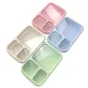 3 Grids Lunch Box With Lid Food Fruit Dinner Storage Boxes Container Kitchen Microwave Camping Kid Dinnerware 4 Colors242A