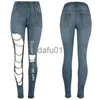 Women's Jeans Fashion Bold Design Women Slim Denim Jeans Ripped Chain Big Hole Trousers Pencil Pants Showing long Slender Legs Skinny x0914