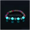 Braccialetti con perline in pietra naturale Braccialetti Yoga Guarigione Luminoso Bagliore nel buio Bracciale con ciondoli di loto per uomo Donna Consegna a goccia J Dhopm