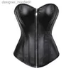 Shapers Femmes Bustiers Corsets Gothique Cuir Overbust Pour Femmes Plus Taille Sexy Lingerie Top Lace Up Taille Cincher Corset VictorienBustiers L230914