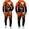 Mannen en Vrouwen 3D Gedrukt Paar Outfits Halloween Clown Party Casual Kleding Wolf Mode Sweatshirt Hoodies en Broeken Oefening Suit002