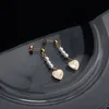 INS Style White Pearl Heart Charm Earring Stainless Steel Jewelry for Women Gift