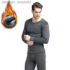 Men's Thermal Underwear Winter Long Johns Men Thermal Underwear Sets thin fleece solid color keep warm 210913 L230914