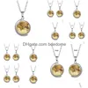 Autres ensembles de bijoux Carte du monde Temps Gem Pendentif Collier Rotatif Double Face Verre Cabochon Pull Chaîne Mode Pour Hommes Femmes Kid Gi Dhotj