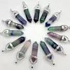 Natural Stone Fluorite Crystal Awl Charms Pendulum Amethyst Quartz Chakra Pendants for Jewelry Making Necklace Earrings